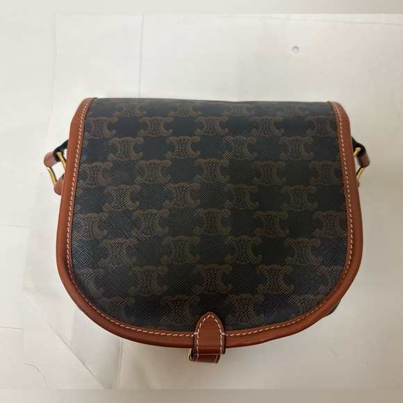 Celine Folco Bag In Triomphe Canvas And Calfskin Tan - Picture 12 of 12